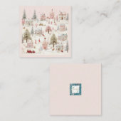 ヴィンテージピンクのクリスマス ノートカード (正面/裏面)