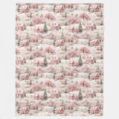 ヴィンテージピンクのクリスマス フリースブランケット (正面)