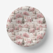 ヴィンテージピンクのクリスマス ペーパーボウル (正面)