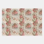ヴィンテージピンクのクリスマス ラッピングペーパーシート (正面)