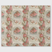 ヴィンテージピンクのクリスマス ラッピングペーパー (フラット)