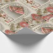 ヴィンテージピンクのクリスマス ラッピングペーパー (角)