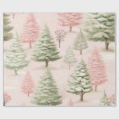 ヴィンテージピンクのクリスマス ラッピングペーパー (フラット)