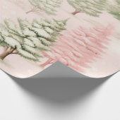 ヴィンテージピンクのクリスマス ラッピングペーパー (角)