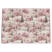 ヴィンテージピンクのクリスマス ラージペーパーバッグ (正面)