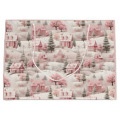 ヴィンテージピンクのクリスマス ラージペーパーバッグ (正面)