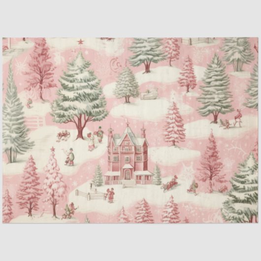 ヴィンテージピンクのクリスマス 薄葉紙 (正面)