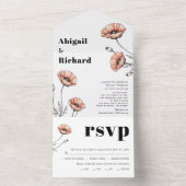 ヴィンテージピンクのケシの花のフローラ オールインワン招待状 (内側)