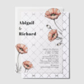 ヴィンテージピンクのケシの花のフローラ ベラム紙招待状 (オフセット (招待状))