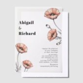 ヴィンテージピンクのケシの花のフローラ ベラム紙招待状 (オフセット)