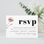 ヴィンテージピンクのケシの花のフローラ 出欠カード (スタンド正面)