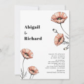 ヴィンテージピンクのケシの花のフローラ 招待状 (正面)