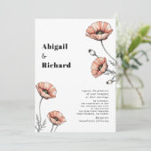 ヴィンテージピンクのケシの花のフローラ 招待状 (スタンド正面)