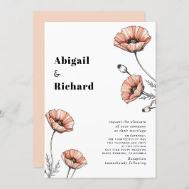 ヴィンテージピンクのケシの花のフローラ 招待状