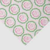 ヴィンテージピンクのサンタで緑のリースクリスマス 薄葉紙 (詳細)