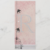 ヴィンテージピンクのダマスク鳥かご Save the Date メニュー (裏面)