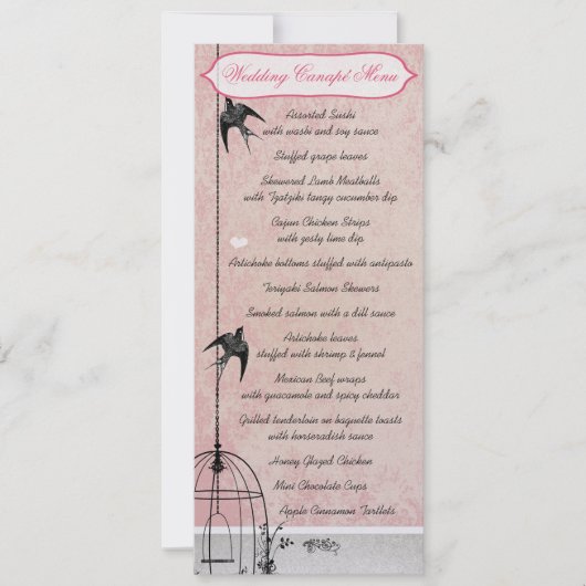 ヴィンテージピンクのダマスク鳥かご Save the Date 招待状 (正面)