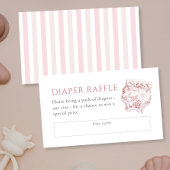 ヴィンテージピンクのトワルドジュー女の子ベビーシャワーディーパーラッフル エンクロージャーカード