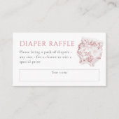 ヴィンテージピンクのトワルドジュー女の子ベビーシャワーディーパーラッフル エンクロージャーカード (正面)