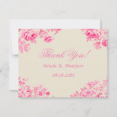 ヴィンテージピンクのトワ結婚イル花 サンキューカード (正面)