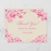 ヴィンテージピンクのトワ結婚イル花 サンキューカード (正面/裏面)