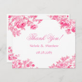 ヴィンテージピンクのトワ結婚イル花 サンキューカード (正面/裏面)