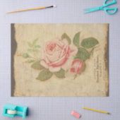 ヴィンテージピンクのバラがデコペ動揺してージ 薄葉紙 (クラフト)