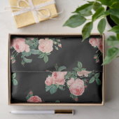 ヴィンテージピンクのバラが黒のデクページ 薄葉紙 (ギフト)