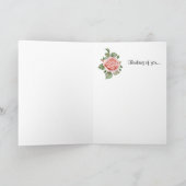 ヴィンテージピンクのバラとエレガントなターコイズ ブルー 想いを伝える カード (内部)