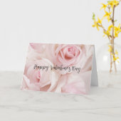 ヴィンテージピンクのバラとエレガントなレース - バレンタインデー カード (黄色い花)