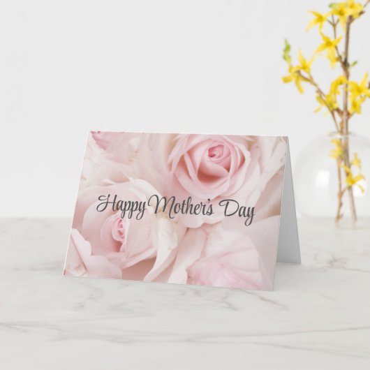 ヴィンテージピンクのバラとエレガントなレース - 母の日 カード (黄色い花)