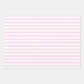 ヴィンテージピンクのバラとピンクのストライプ　3枚セット ラッピングペーパーシート (正面3)