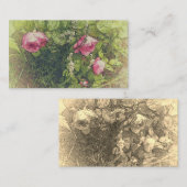 ヴィンテージピンクのバラとラベンダーのロマンチックなフローラ 名刺 (正面/裏面)