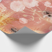 ヴィンテージピンクのバラと蜂の音楽デカップラピン ラッピングペーパー (角)