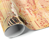 ヴィンテージピンクのバラと蜂の音楽デカップラピン ラッピングペーパー (ロールコーナー)