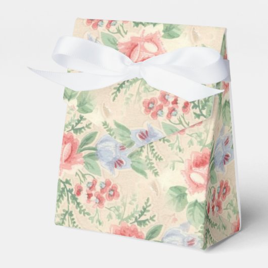 ヴィンテージピンクのバラと青の花柄 フェイバーボックス (正面サイド)