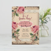 ヴィンテージピンクのバラのウェディングシャワー招待状 招待状 (スタンド正面)