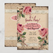 ヴィンテージピンクのバラのウェディングシャワー招待状 招待状 (正面/裏面)