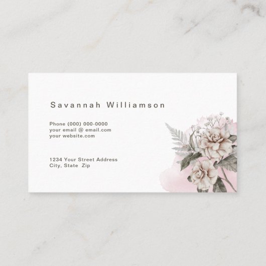 ヴィンテージピンクのバラのカスタマイズ 名刺 (裏面)