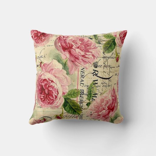 ヴィンテージピンクのバラのホームオフィスの装飾の枕 クッション (裏面)