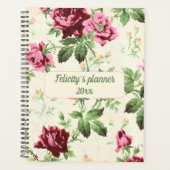 ヴィンテージピンクのバラの名前をカスタムする プランナー手帳 (正面)