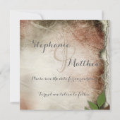 ヴィンテージピンクのバラの結婚式の日付を保存 セーブザデート (裏面)