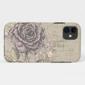 ヴィンテージピンクのバラの背グランジ景 Case-Mate iPhoneケース (裏面(横))