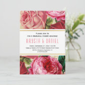 ヴィンテージピンクのバラの花フローラリハーサル 招待状 (スタンド正面)