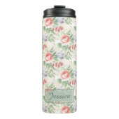 ヴィンテージピンクのバラの花模様パーソナライズされた タンブラー (正面)