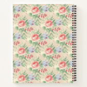 ヴィンテージピンクのバラの花模様パーソナライズされた ノートブック (裏面)