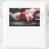 ヴィンテージピンクのバラの花 長方形シール (バッグ)