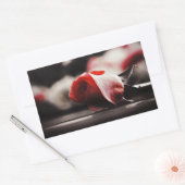 ヴィンテージピンクのバラの花 長方形シール (封筒)