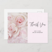 ヴィンテージピンクのバラエレガントス&レース – ありがとう ポストカード (正面/裏面)