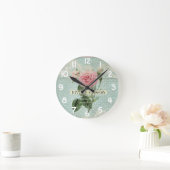 ヴィンテージピンクのバラフランスのス書ズ ラウンド壁時計 (ホーム)